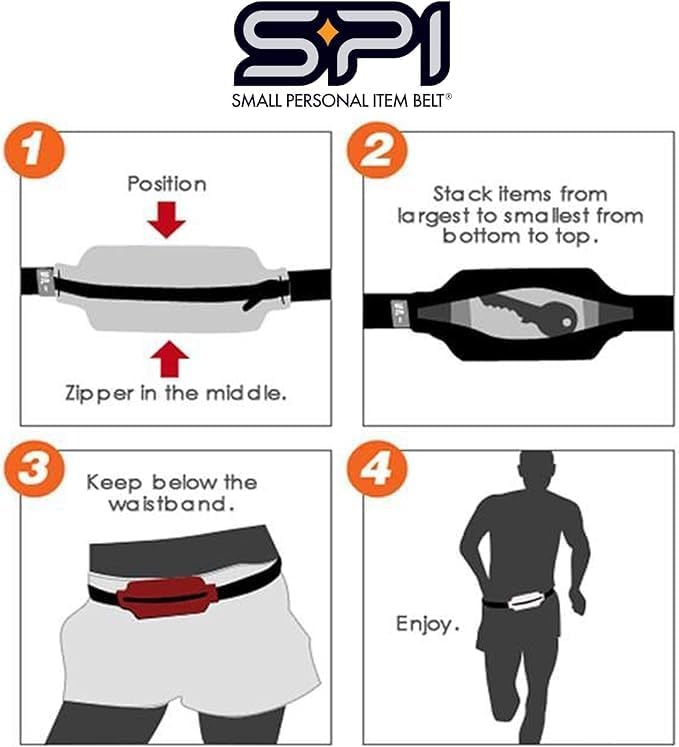 SPIbelt Running Belt for Women Men, Phone Holder for Running, Running Fanny Pack, Holder for Phone, Running Waist Pack, Adjustable Waist, [Fits All Phones]. White with White Zipper