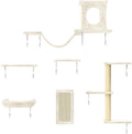 NUNU LAB Cat Wall Shelves, 6 Pcs Luxury Wall-Mounted Cat Climber Set, Indoor Cat Furniture with 1 Condos House, 2 Cat Wall Shelves, 1 Scratching, 1 Bridge Ladder, 1 Scratching Pad, White