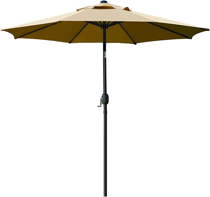Sunnyglade 9' Patio Umbrella Outdoor Table Umbrella with 8 Sturdy Ribs (Tan)