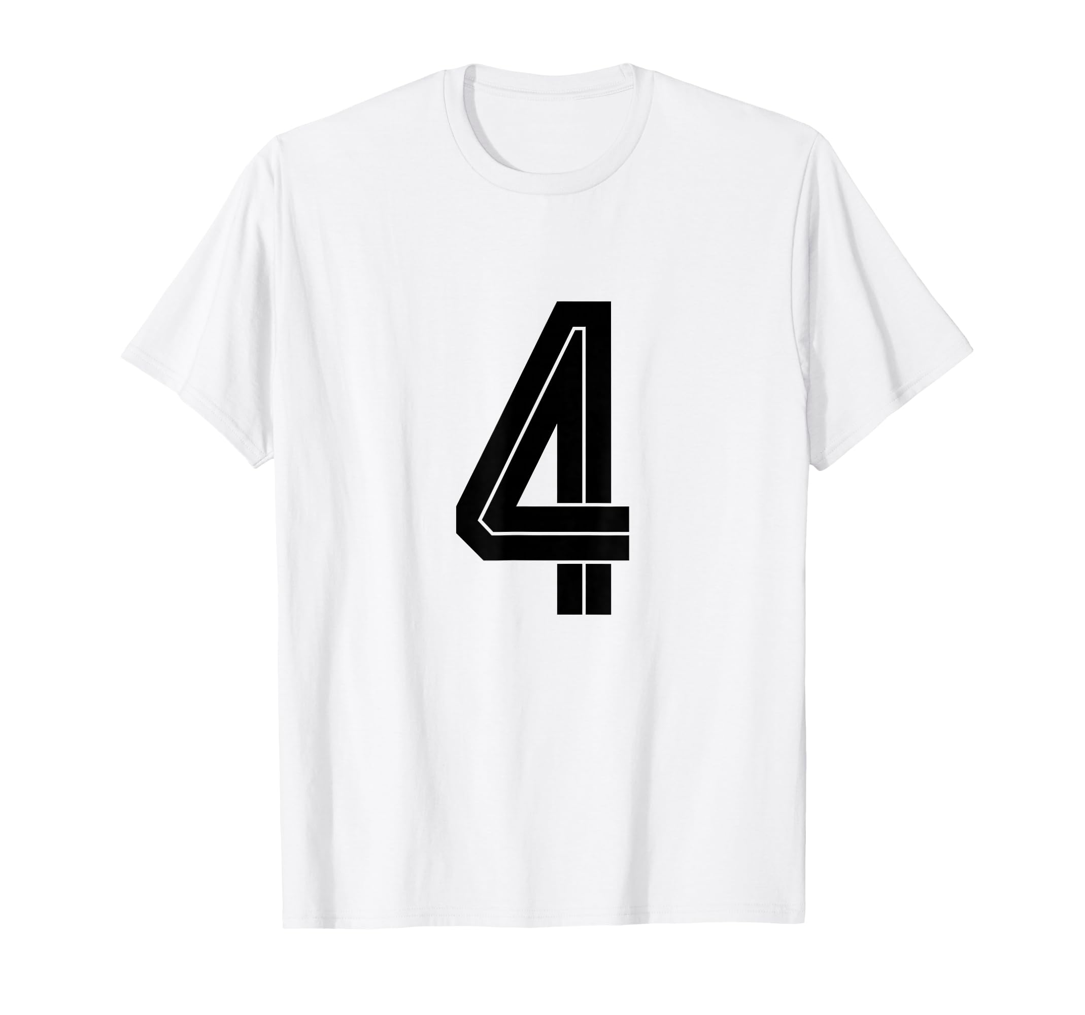 4 White Number 4 Sports Fan Soccer T-Shirt - Trendy Graphic for Adults