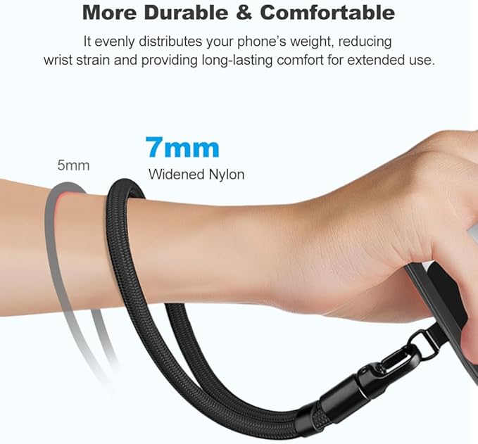 Phone Wrist Strap Lanyard Strap Adjustable, Anti Theft Wrist Lanyard with Slim Tether Tab fit iPhone and Most Cell Phone – Black