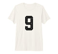 9 White Number 9 Sports Fan Soccer T-Shirt - Fun Novelty Design Men Women