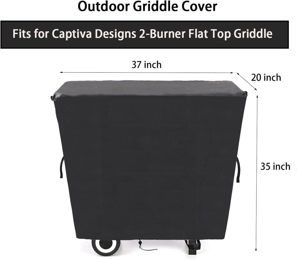 Kingling Grill Cover Fits for Captiva Designs 2-Burner Propane Gas Grill, Waterproof Heavy Duty Barbecue Griddle Cover - 37''x20''x35''