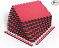 Norsk Reversible Gym Exercise Mats 3/4" Thick EVA Interlocking Foam Tiles, Perfect Home Gym Flooring, 24 Tiles & 48 Trim Pieces, 96 Sq. Ft. Reversible, Red/Black
