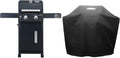 Monument Grills 2-Burner Foldable Stainless Steel Liquid Propane Gas Patio Garden Barbecue Grill with Clearview® Lid, Knob Control Mesa220 with BBQ Cover