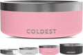 Coldest Dog Bowl - Anti Rust Metal, Non Slip, 3 Layers Insulated Stainless Steel Dog Bowls - Spill Proof & Heavy Duty - Water Bowl for Dogs, Cats & Pets, Dish Washer Safe (64 oz,Cotton Candy Pink)