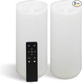 CANDLE CHOICE Waterproof Outdoor Battery Operated Flameless Candles with Remote Timer Large Tall White Plastic Bright Flickering Electric LED Pillars Lantern Patio Garden Decoration 4x10 Inches 2 Pack