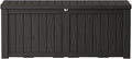 150 Gallon Lockable Resin Deck Box, Waterproof & UV-Resistant Outdoor Storage Box for Outdoor Cushion Storage, Garden Tools & Pool Accessories Storage, Black