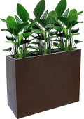 Metal Tall Long Planter Box Large Rectangular Planter Flower Pot with Drainage Holes for Indoor Outdoor Deck Porch Garden Home Patio Front Door (Espresso, S)