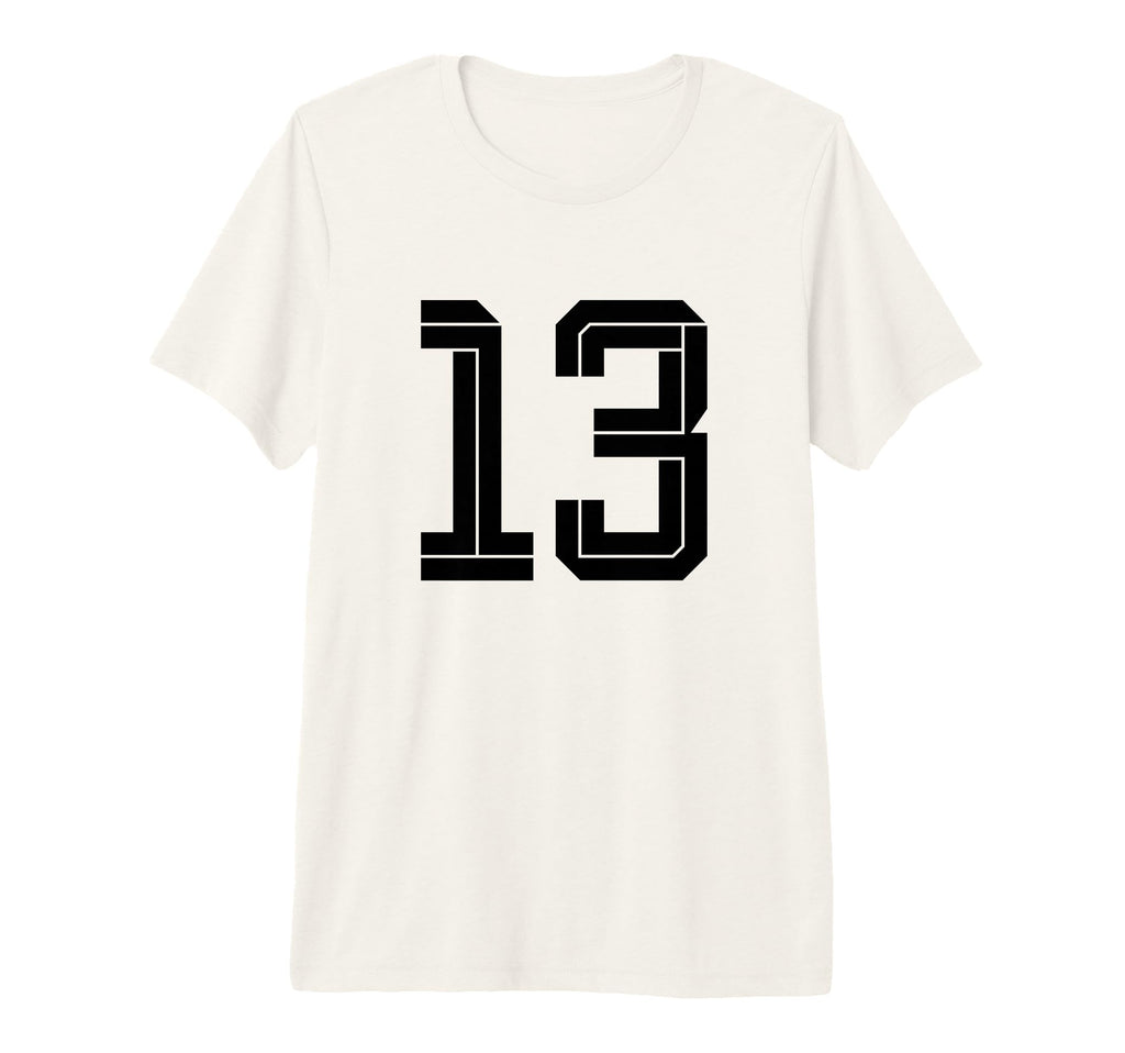 13 White Number 13 Sports Fan Soccer Tri T-Shirt - Graphic Print Men Women