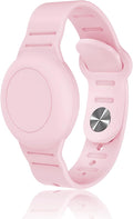 Kids Waterproof Airtag Bracelet Compatible with Apple AirTag, Hidden Silicon Protective Case for Air Tag GPS Tracker Holder, Adjustable Anti-Lost Watch Band for Toddler Child (Pink)