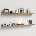 55.1 Inches Long Floating Shelves, 2 Set Rustic Wall Shelf for Bedroom, Nursery Book Shelf with Lip, Picture Ledge Shelf for Living Room, Bathroom, Kitchen - Oak