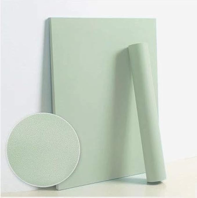 Dimoon 394''x17.7'' Green Peel and Stick Wallpaper Contact Paper Modern Self Adhesive Wall Paper Removable Renter Friendly Textured Solid Color Shelf Cabinet Vinyl Roll (394''x17.7'',Palegreen)
