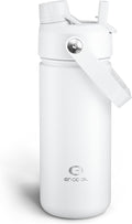 Insulated Water Bottle with Straw Stainless Steel Water Bottle, Leak-Proof, BPA-Free, Double Wall Vacuum Keeps Cold for 24 Hours for Sports, Travel, School (18 oz, Polar White)