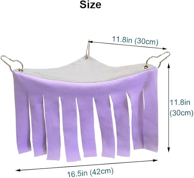 RIOUSSI Guinea Pig Hideout Hideaway Corner Fleece Toys Cage Accessories with Reversible Sides, Heart/Gray-Pink+Purple, Pack of 2