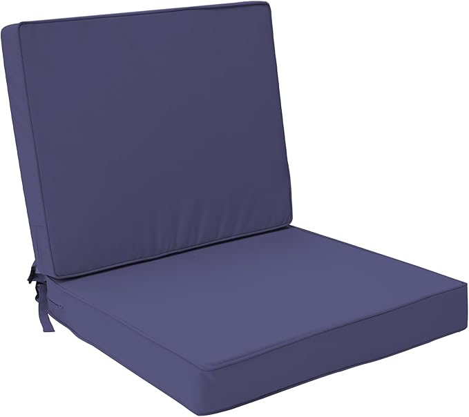 Outdoor Deep Seat Cushion Set 19" x 19", Water Repellent & Fade Resistant Cushion for Patio Furniture, Back & Seat Cushion with Removable Covers for Sofa, Couch, Navy
