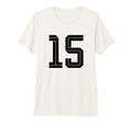 15 White Number 15 Sports Fan Soccer T-Shirt - Aesthetic Graphic Unisex