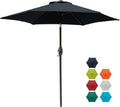 Aok Garden 7.5 ft Patio Umbrella Outdoor Market Umbrella Tilt Button and Crank 6 Ribs for Deck Lawn Pool& Backyard