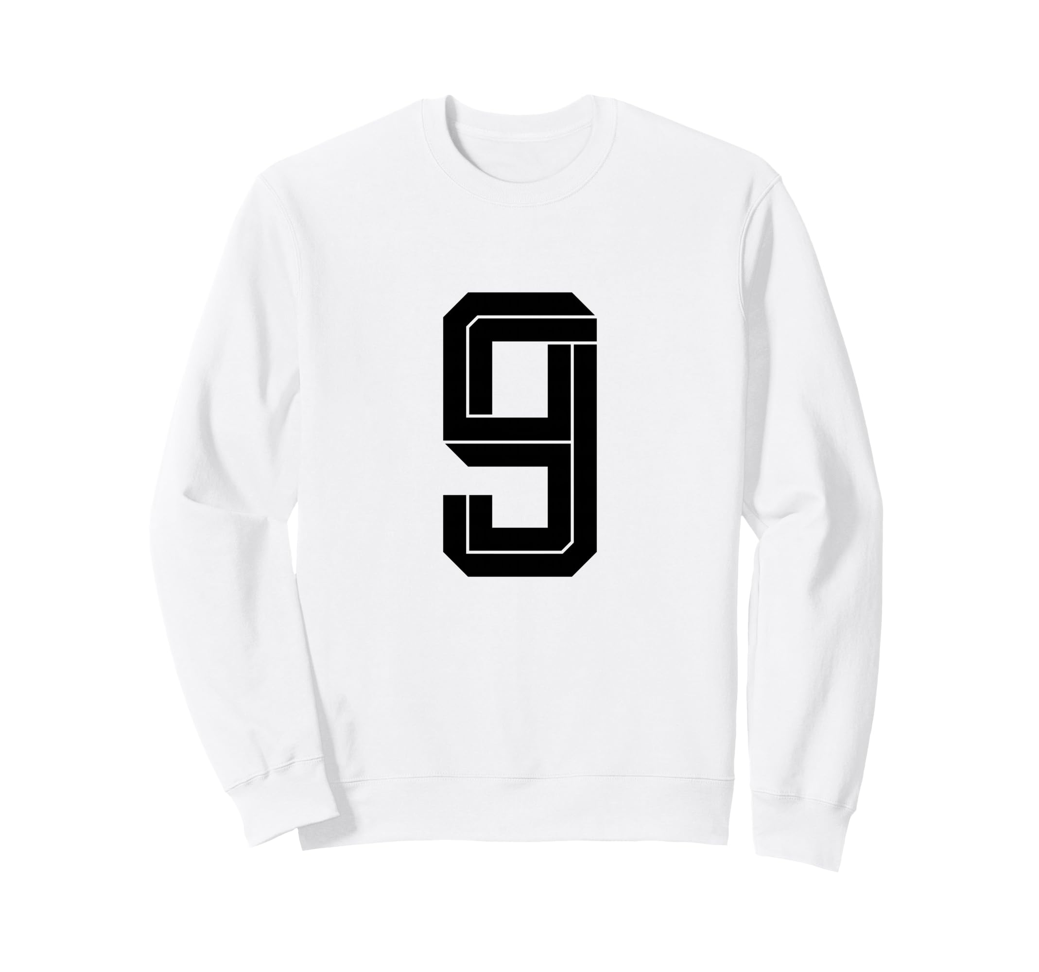 9 White Number 9 Sports Fan Soccer Sweatshirt - Streetwear Style Unisex