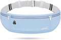 USHAKE Slim Running Belt, Workout Fanny Pack for Men Women,Exercise Waist Pack for Apple iPhone Holder, Runner Belt for Running Walking Cycling Camping Gym Light Blue