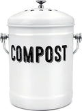 Compost Bin Kitchen, ENLOY Countertop Compost Bin with Lid Use for Kitchen Food Waste, Powder Coated Rust Proof Odorless Compost Bucket, 1.3 Gallon, White
