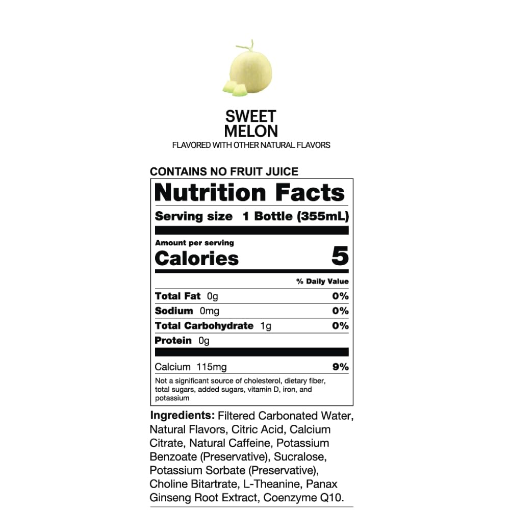 Uptime Energy Sugar-Free Summer Melon Energy Drink, Pack of 12, 12 fl oz Each, Natural Caffeine