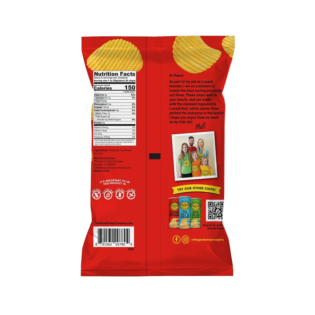 The Good Crisp Company, Original Crinkle Potato Chips, Case of 12, 5.5 Oz