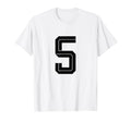 5 White Number 5 Sports Fan Soccer T-Shirt - Trendy Graphic Unisex
