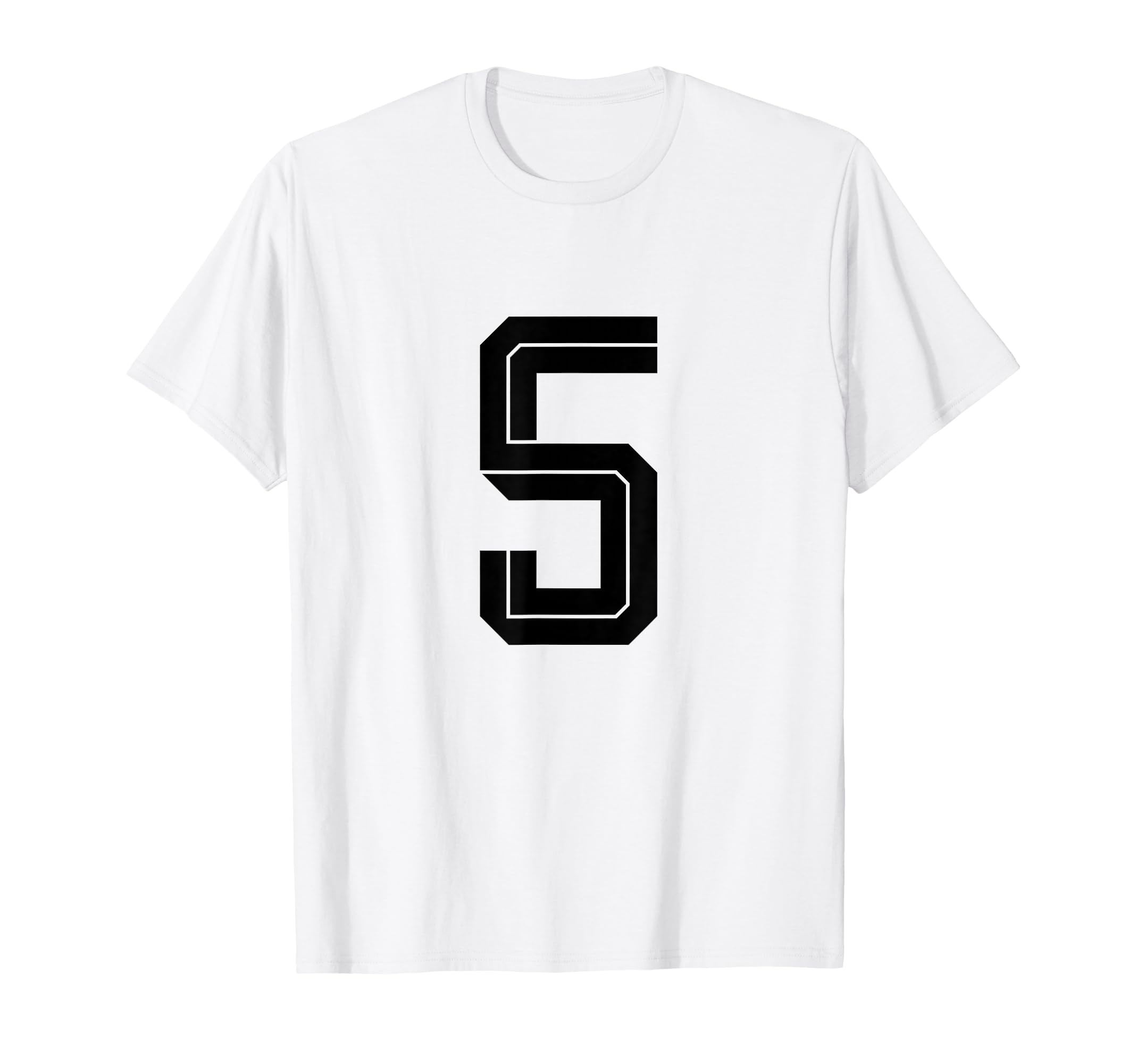 5 White Number 5 Sports Fan Soccer T-Shirt - Trendy Graphic Unisex