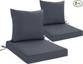 Outdoor Cushions for Patio Furniture, Waterproof Outdoor Chair Cushion w/Fade-Resistant, Removable & Machine-Washable Cover, 22x22 Inch, Deep Seat Sofa/Couch Pad Replacement – Set of 2, Dark Grey