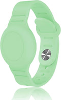 Kids Waterproof Airtag Bracelet Compatible with Apple AirTag, Hidden Silicon Protective Case for Air Tag GPS Tracker Holder, Adjustable Anti-Lost Watch Band for Toddler Child (Green)