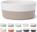 Waggo Dipper Ceramic Dog Bowl for Small and Large Breeds - Heavyweight and Durable Pet Food and Water Dish Crock, Dishwasher Safe, Modern (Vintage Grey, Medium)