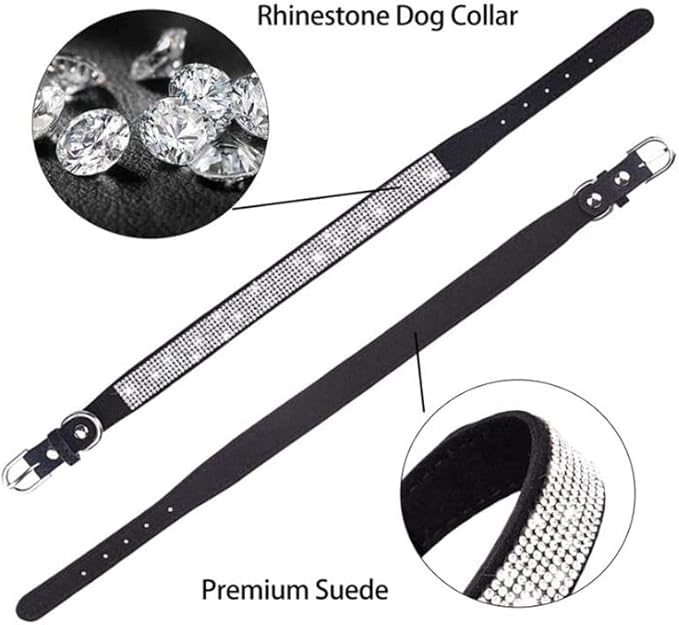 Small Dog Collar, Bling Rhinestone Diamond Fancy Crystal Glitter Pretty Jewel Pet Puppy Collars for XXS XS Small Medium Large Breed Girl Female Dogs Cats, Pink S