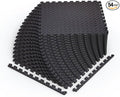 Norsk Foam Floor Gym Mats with Interlocking Tiles, .47" Thick, 24"x24", 54-Pack, 216 Square Feet, Diamond Plate Design, Black