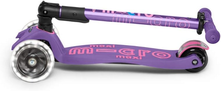 Micro Kickboard - Maxi Deluxe Foldable LED - Three Wheeled, Lean-to-Steer, Fold-to-Carry Swiss-Designed Micro Scooter for Kids with Motion-Activated Light-Up Wheels for Ages 5-12
