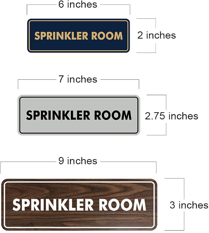 Signs ByLITA Standard Sprinkler Room Sign (Ivory/Dark Brown) - Small