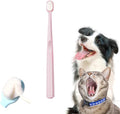 Cat Toothbrush, Soft Small Dog Dental Toothbrush Silicone, Easy Teeth Cleaning Head, Pet Deep Clean Dense Brush, Safe and Effective Oral Care, Brush Away Bad Breath, Easy to Handle, Pink