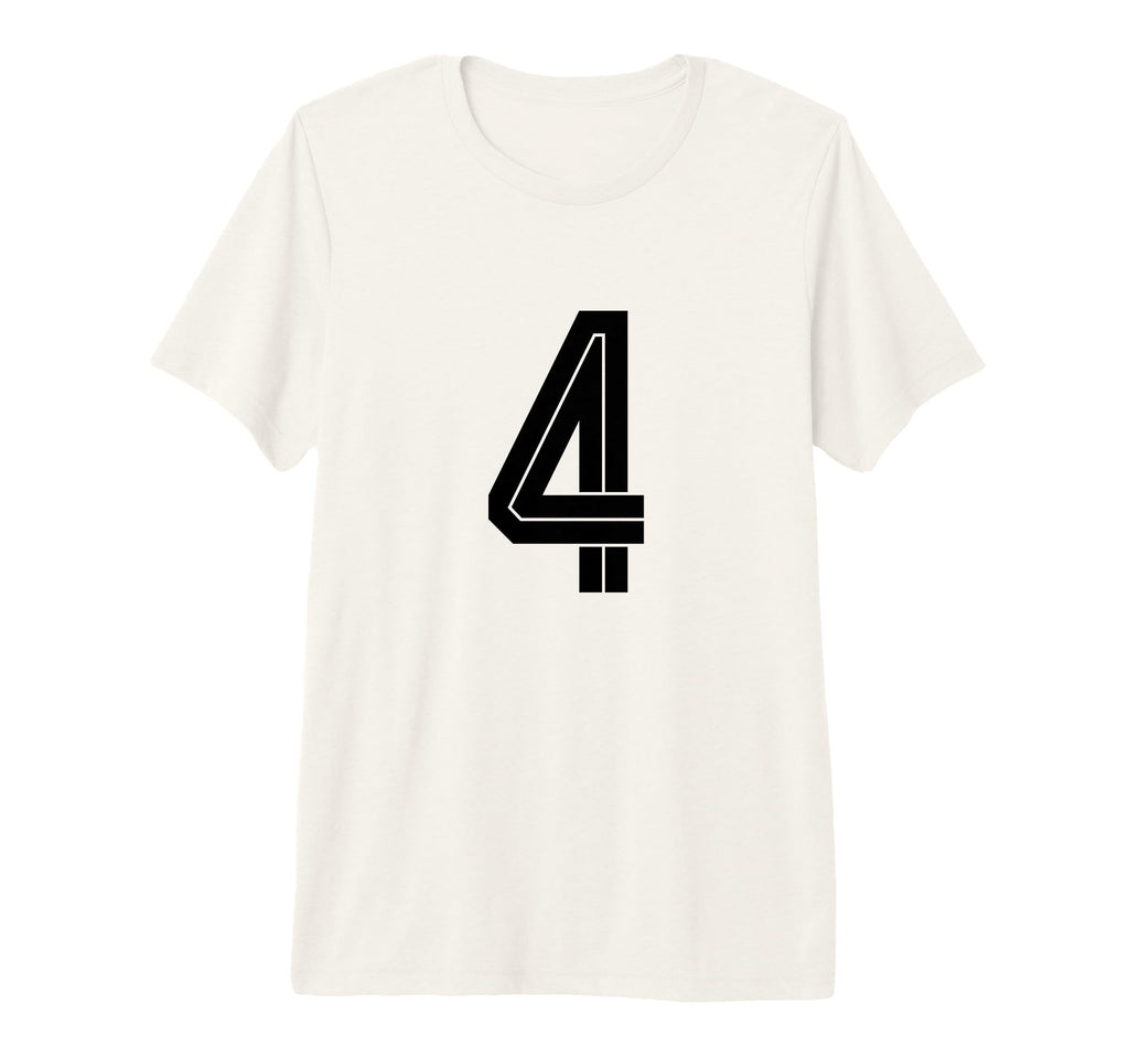 4 White Number 4 Sports Fan Soccer Tri T-Shirt - Unique Graphic Unisex