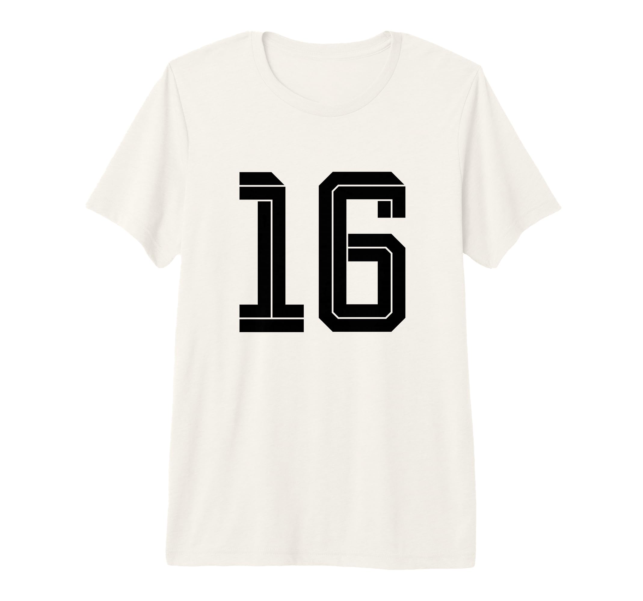 16 White Number 16 Sports Fan Soccer T-Shirt - Casual Everyday Wear Unisex