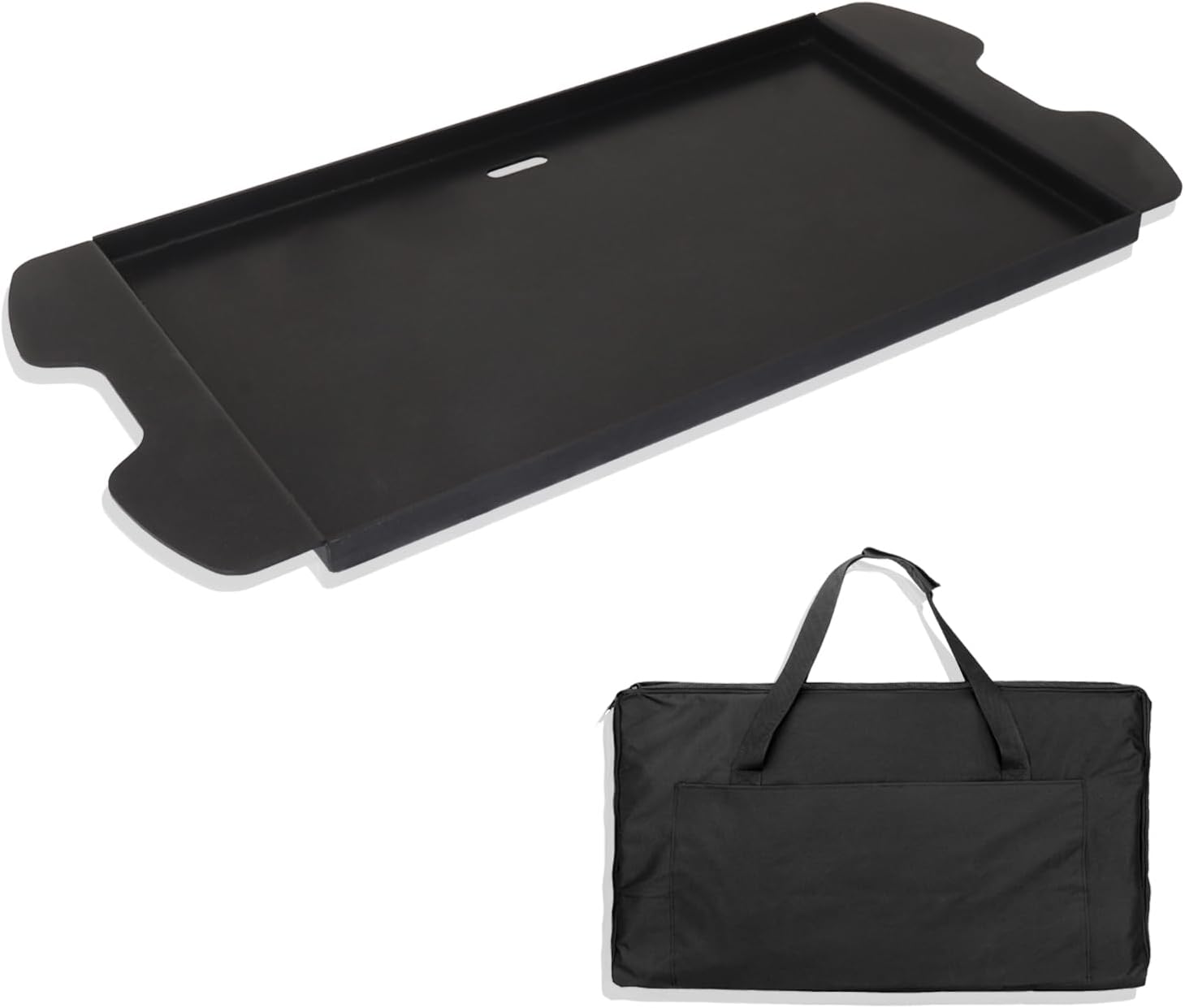 Weber Traveler Griddle Plate, Cast Iron, Black, Rectangular, 24.5'L x 11.5'W x 2'H, Fit for Weber Traveler Grills 9010001 9020001 9030001 9013001 9011701, Replacement Part 7034, with Carry Bag