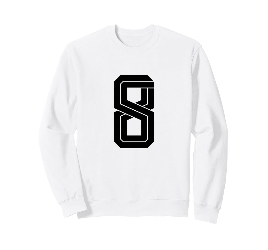 8 White Number 8 Sports Fan Soccer Sweatshirt - Unique Graphic Men Women