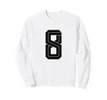 8 White Number 8 Sports Fan Soccer Sweatshirt - Unique Graphic Men Women