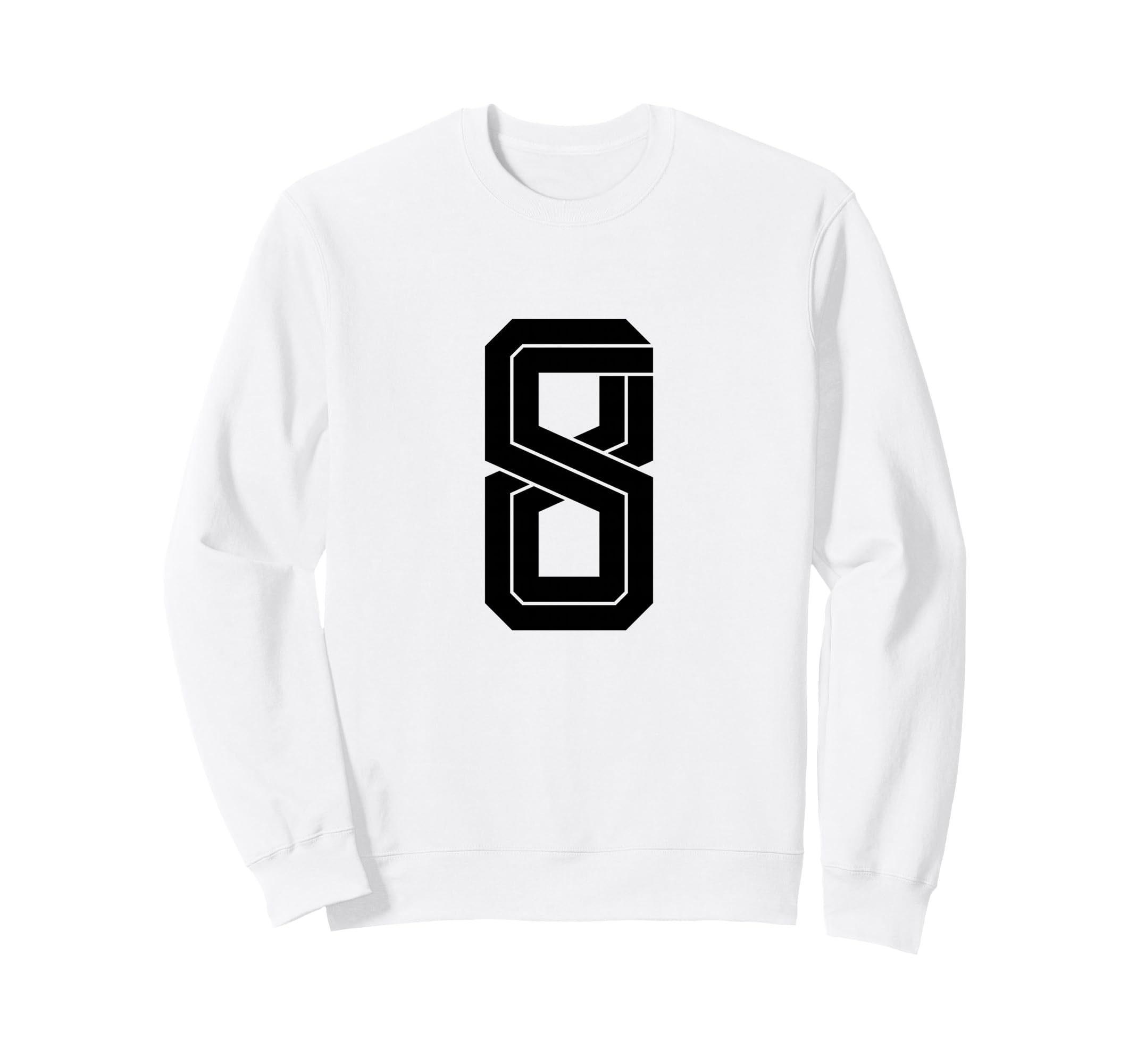 8 White Number 8 Sports Fan Soccer Sweatshirt - Unique Graphic Men Women
