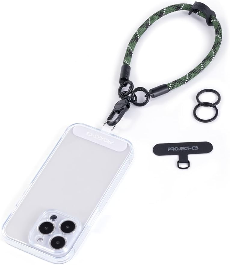 project-cb Phone Wrist Strap 1,Tether Tab 2,Phone Wristlet,Lanyard Wrist Strap,Key Holder,KeyChain,KeyRing×2(Green)