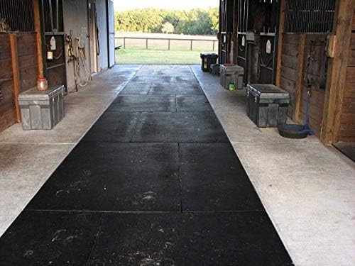 American Floor Mats - Heavy Duty Horse Tiles - Thick, Durable Rubber Flooring - Solid Black 6' x 8' Set (12 Tiles Total)