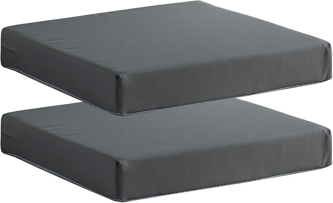 Patio Chair Cushions Set of 2 Non Slip Bottom Chair Pad with Ties Waterproof Square Outdoor Seat Cushion Replacement for Garden Swing Furniture 20x20 Inch, Gray