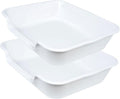 2 Pack of Extra Large Cat Litter Box (ABS Material), Low Entry Senior Litter Pen for Geriatric Kitty Big Cats, Jumbo Pet Safe Litter Boxes Tray for Indoor Pets Potty (White, 24" L x 20" W)