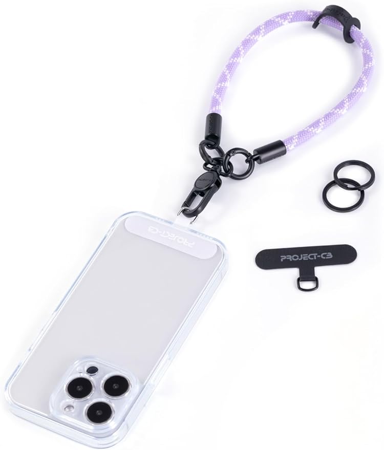 project-cb Phone Wrist Strap 1,Tether Tab 2,Phone Wristlet,Lanyard Wrist Strap,Key Holder,KeyChain,KeyRing×2(Purple)
