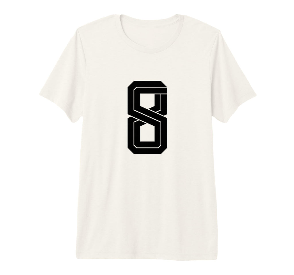 8 White Number 8 Sports Fan Soccer Tri T-Shirt - Graphic Print Men Women
