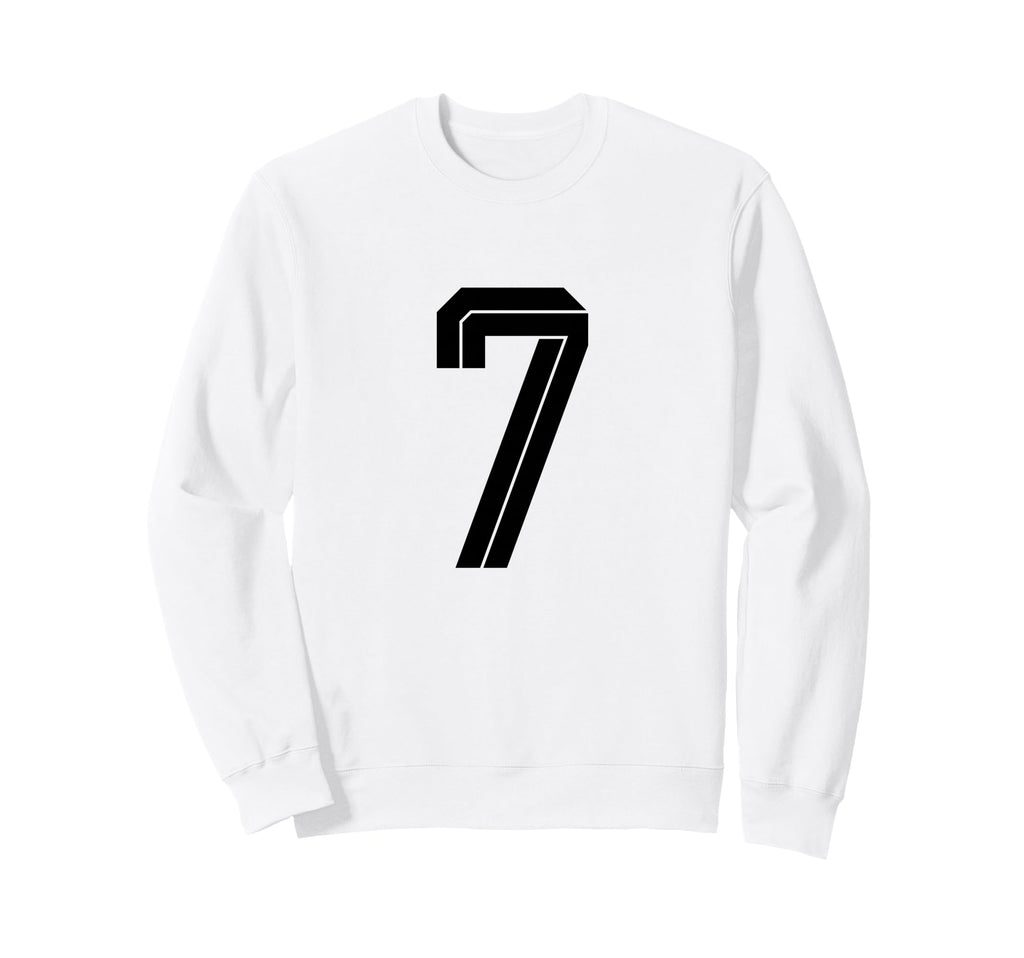 7 White Number 7 Sports Fan Soccer Sweatshirt - Trendy Graphic for Adults